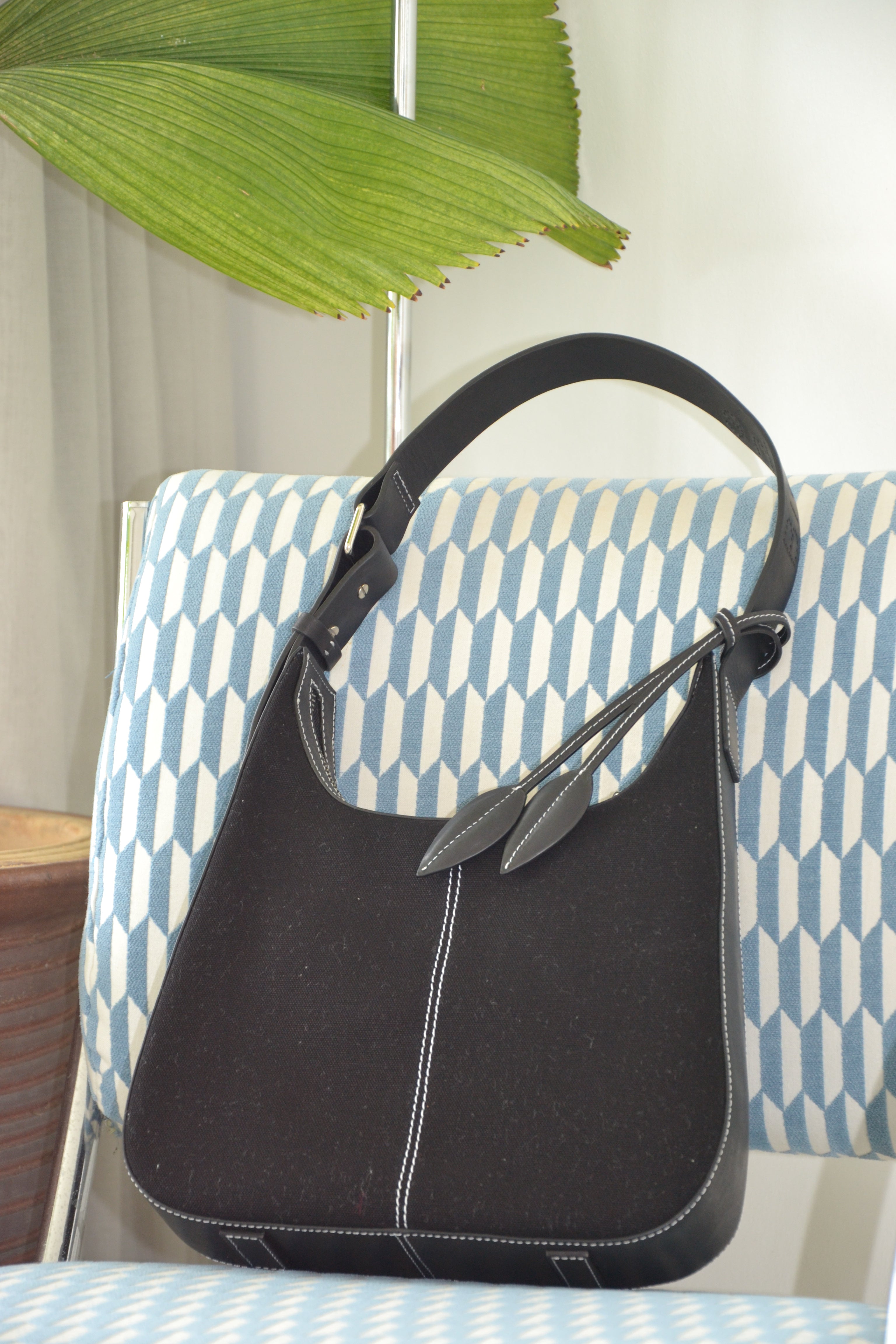 Bibiche Leather & Canvas - Black & Ivory