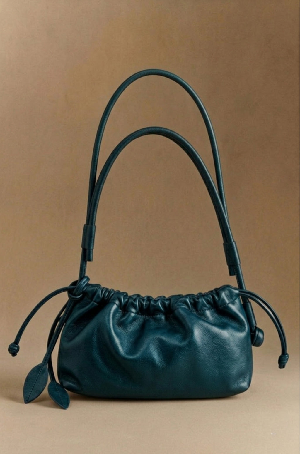 Eva Grande leather laptop bag in dark teal, front view — Biche Maison Dréan
